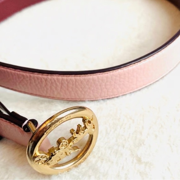Coach Pink and Brown Leather Belt with Gold Accent - Picture 5 of 5